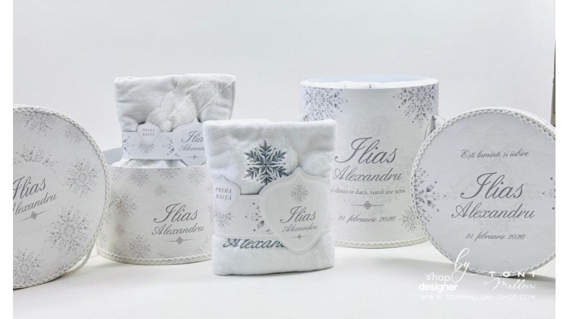 Set Prima Baita cu nasii dupa Botez pentru Băieți cu fulgi de nea 18